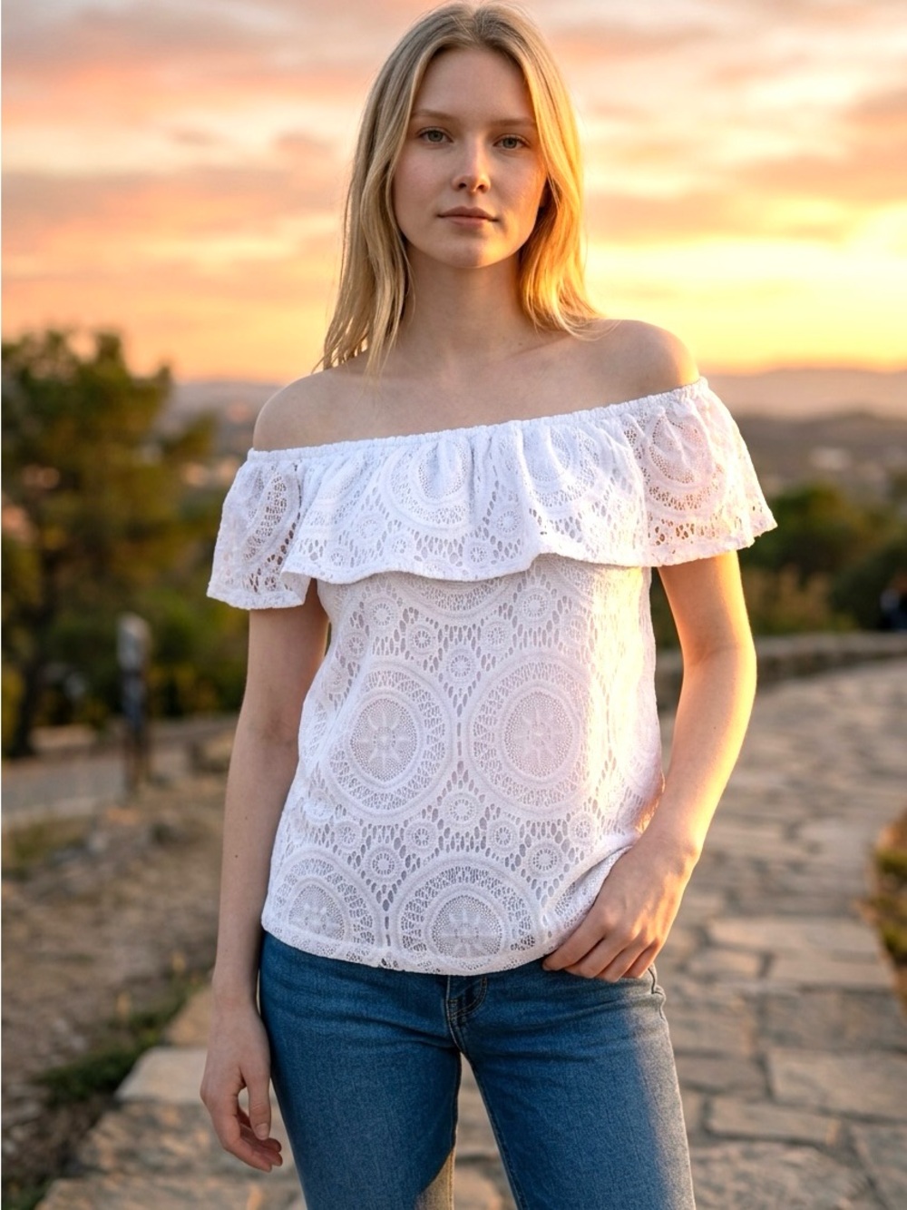 White Lace Women's Top - S